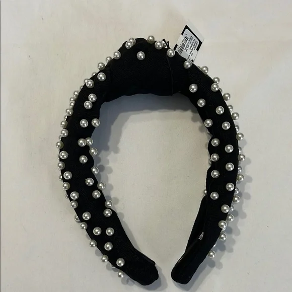Lele Sadoughi JET PEARL WOVEN KNOTTED HEADBAND NWT  display picture 3